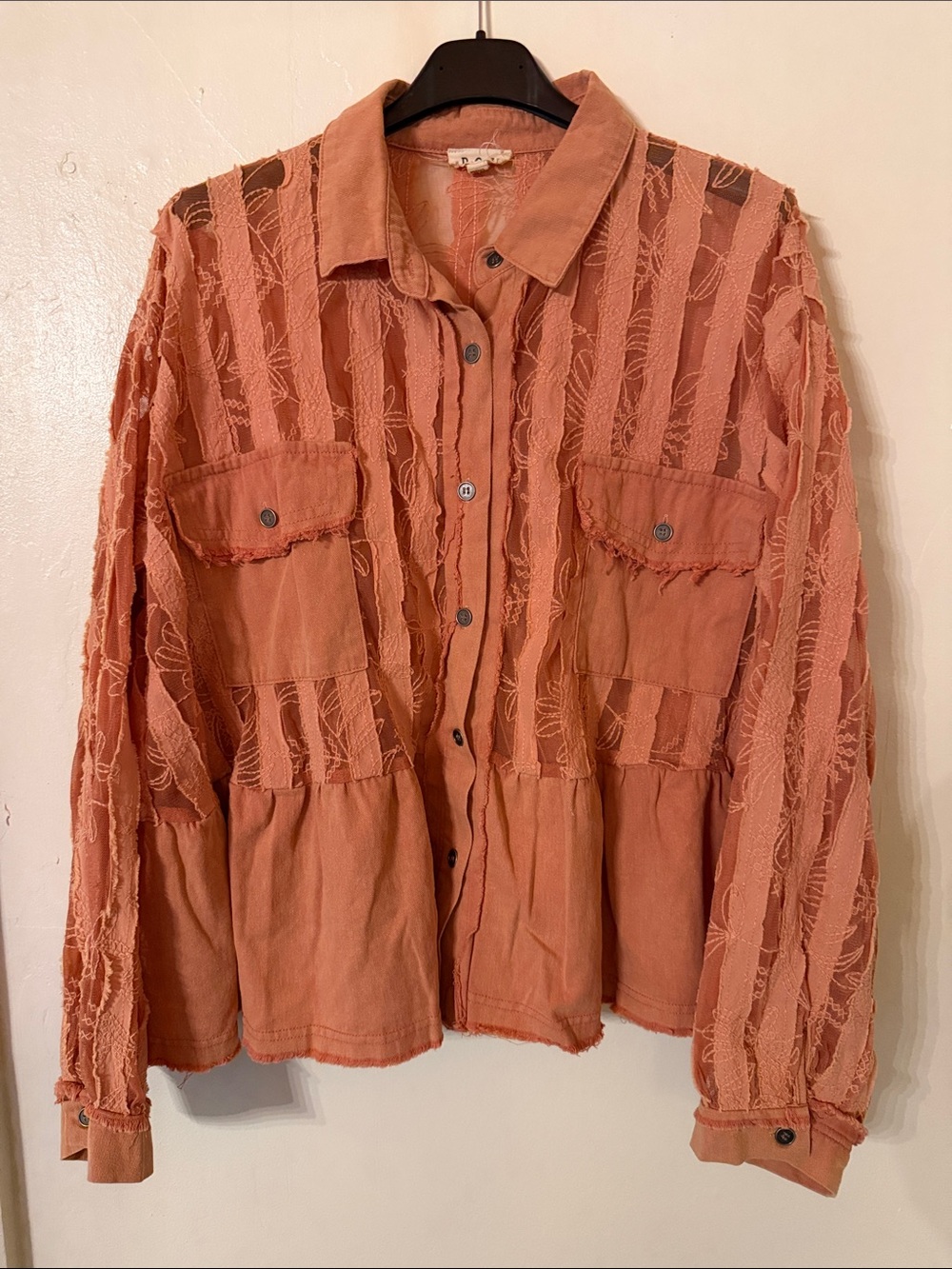 POL Women's Rust Textured Button-Front Jacket